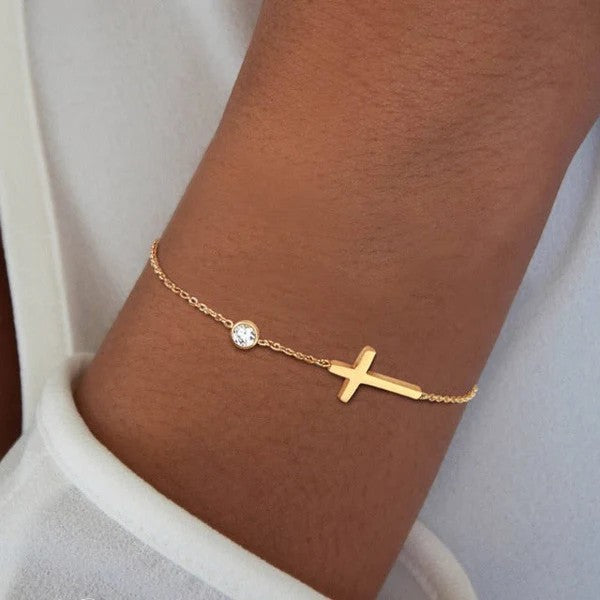 Kreuz Kettenarmband für Damen – Feine Minimalistische Glieder