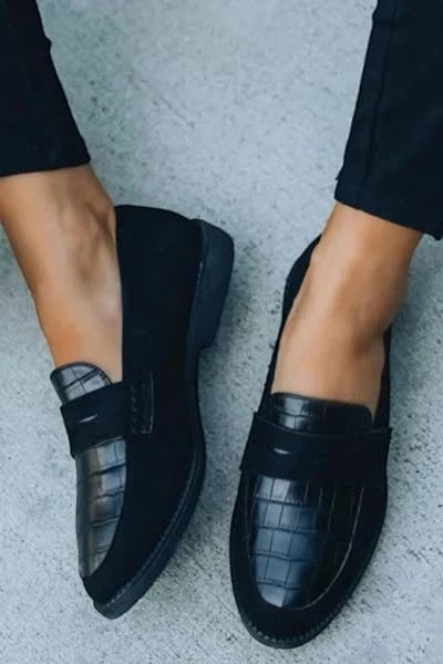 Mocassini donna in pelle nera slip-on – comfort punta tonda
