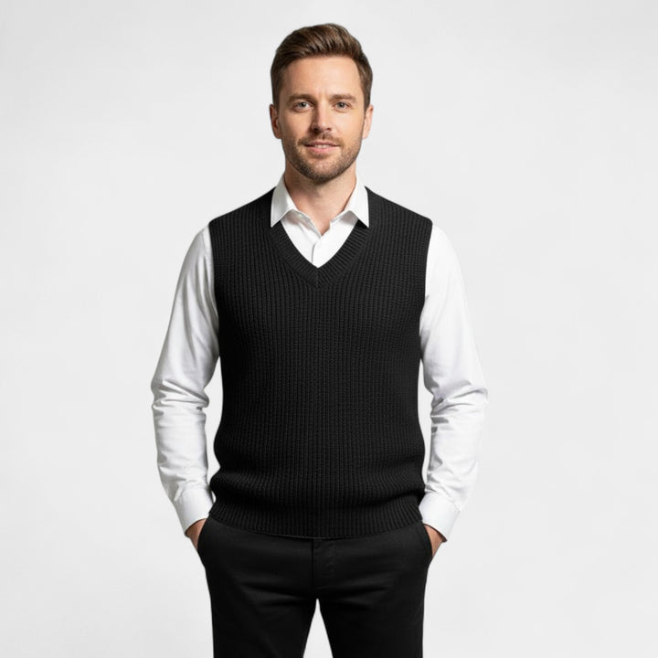 Gilet Uomo Collo a V in Maglia – Finiture a Costine
