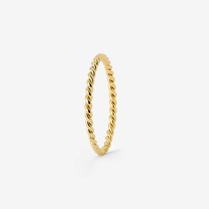 Anello in Acciaio Titanio per Donna – Fascia Intrecciata Stile Corda