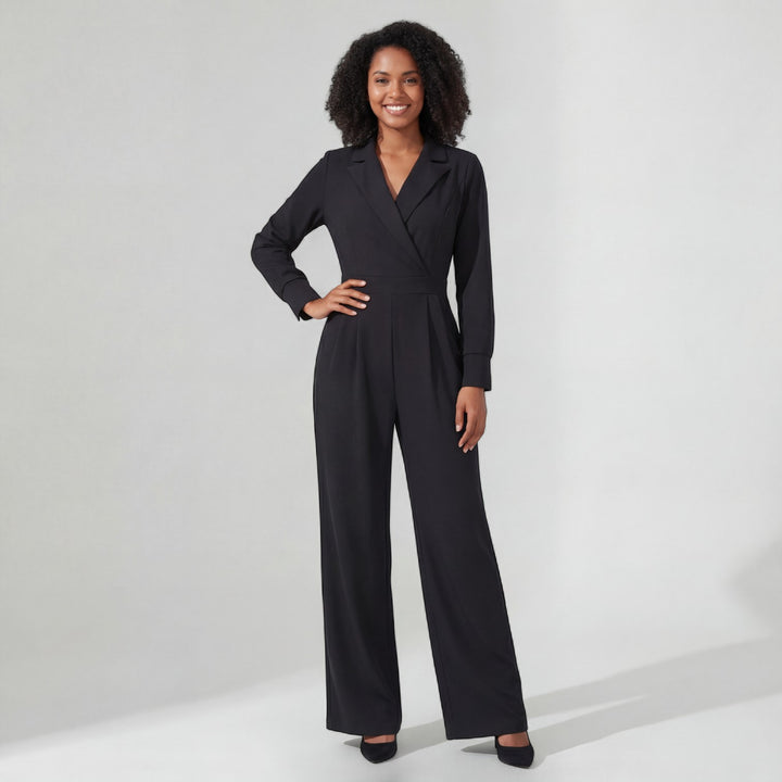 Combinaison tailleur femme en tissu – Taille ajustée coupe large