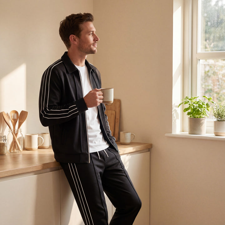 Fein gestricktes Herren-Trainingsanzug-Set – Athletisch-lässiger Schnitt