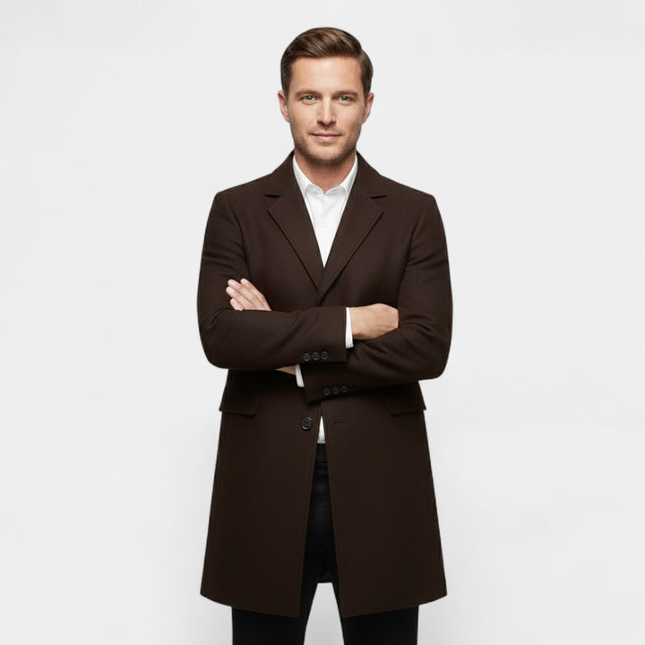 Claire Mode | Herrenmantel aus Wolle – Langer Trenchcoat im klassischen Schnitt
