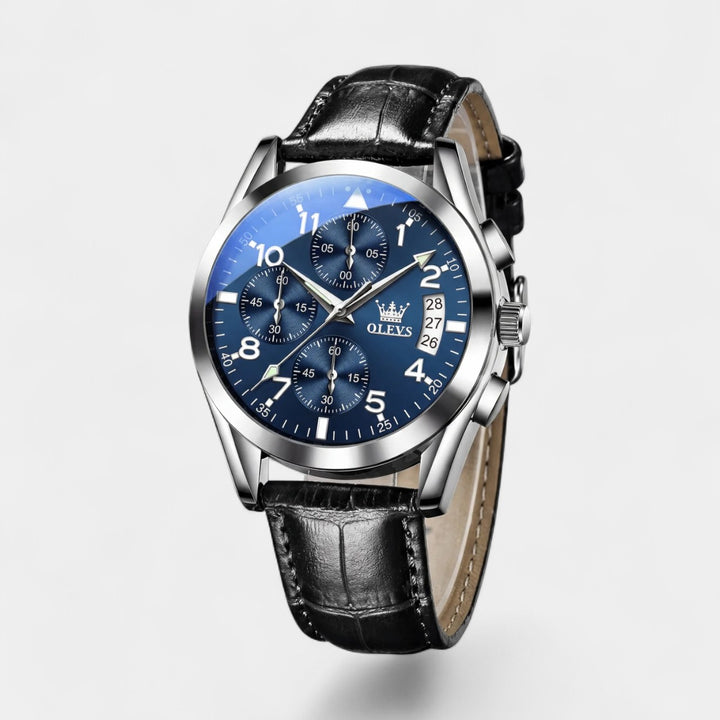 Orologio da uomo al quarzo con cinturino in pelle – Design cronografo