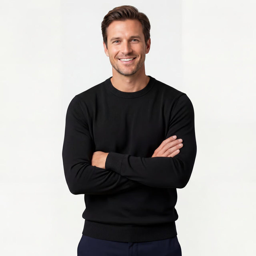 Herrestriktrøje slim fit – minimalistisk casual trøje
