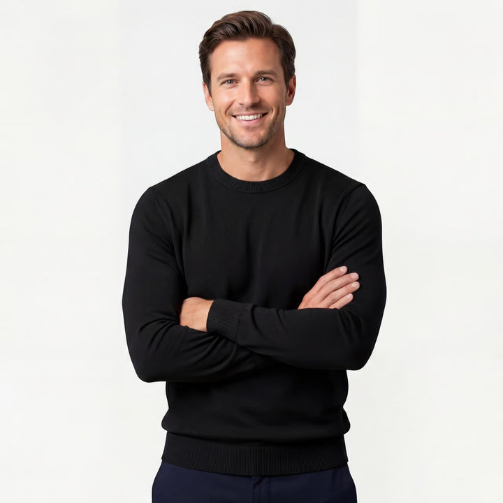 Herrestriktrøje slim fit – minimalistisk casual trøje