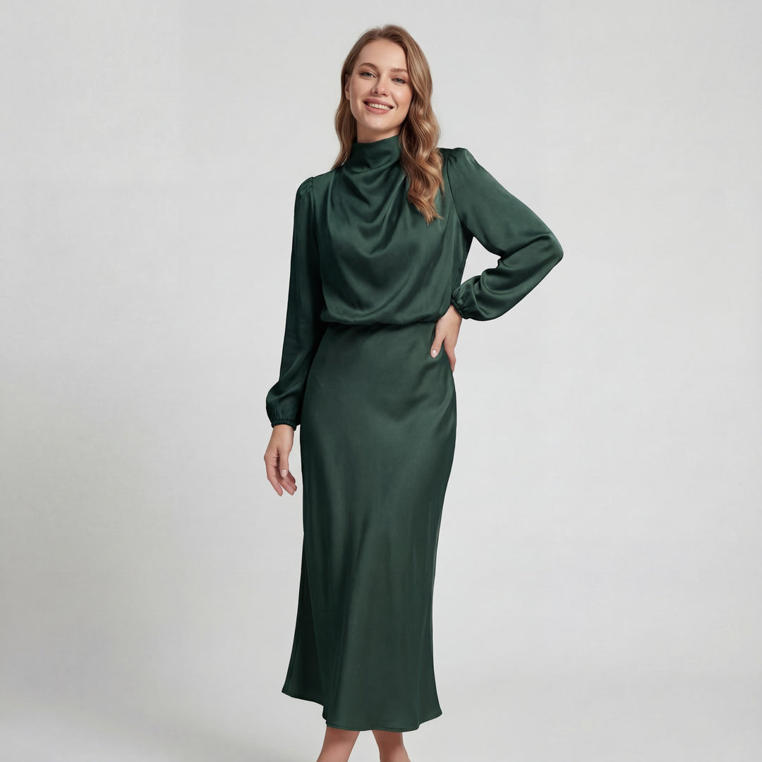 Claire Mode | Satin-Kleid mit Neckholder für Damen