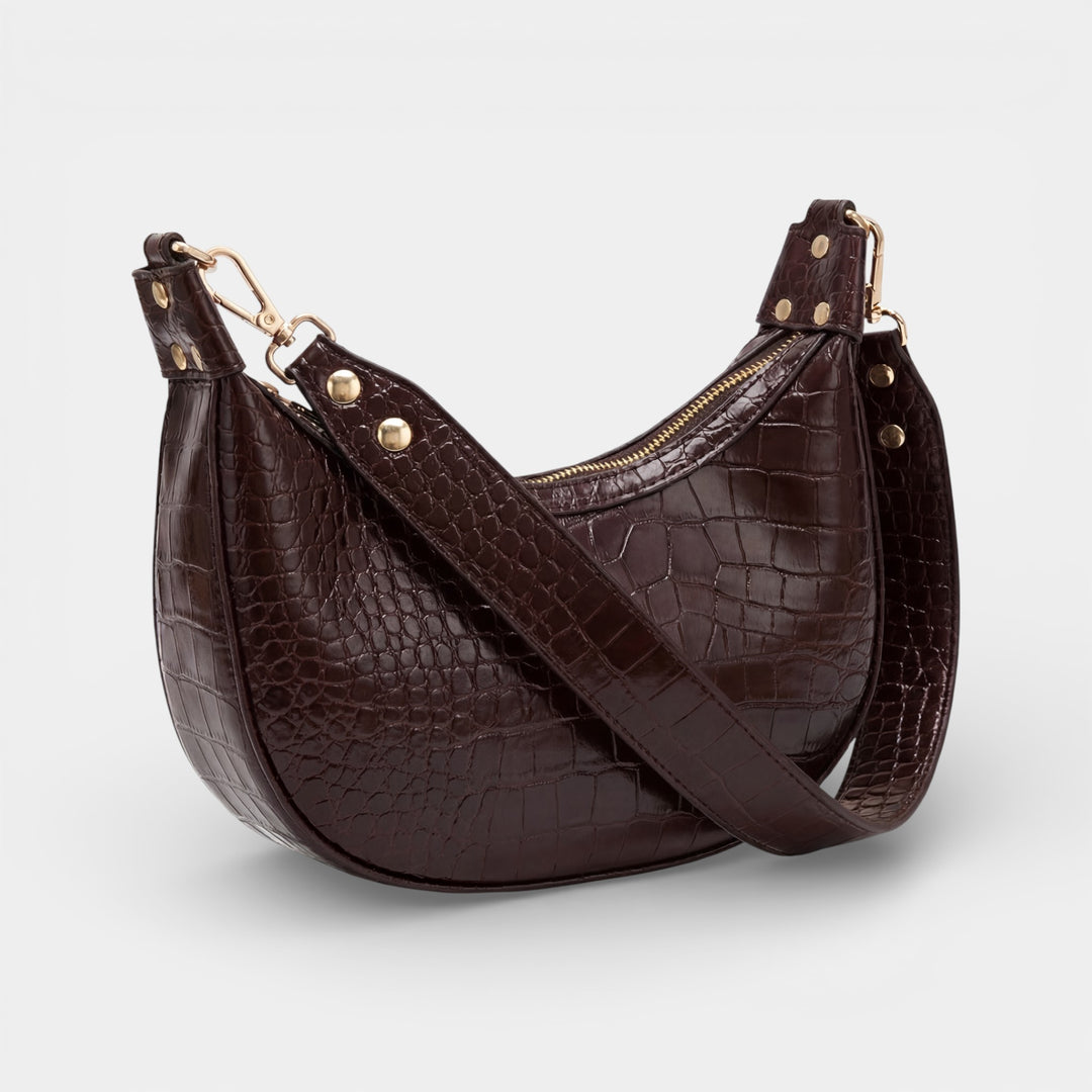 Strukturierte Leder-Schultertasche für Damen – Baguette-Form