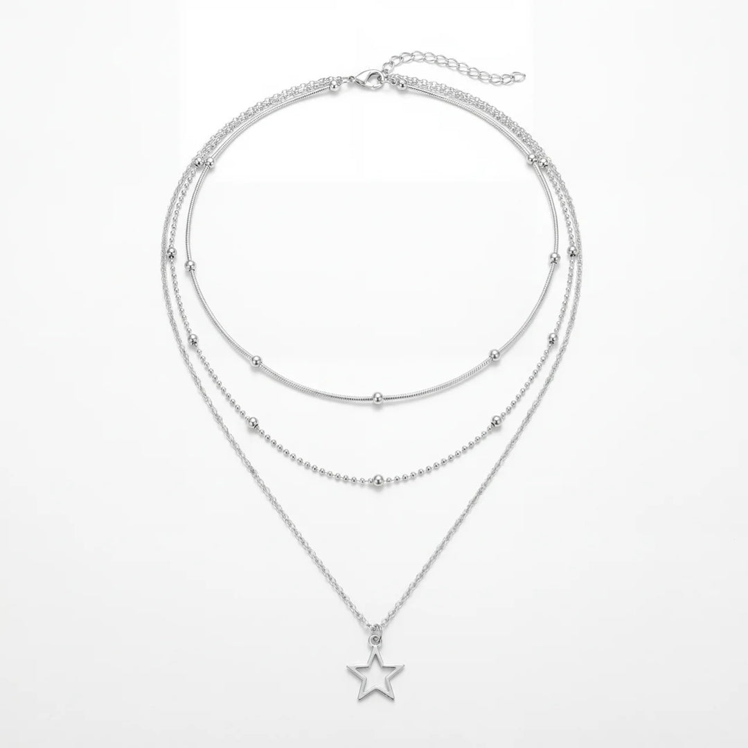 Collana da donna con pendente a stella sovrapposta – catena regolabile