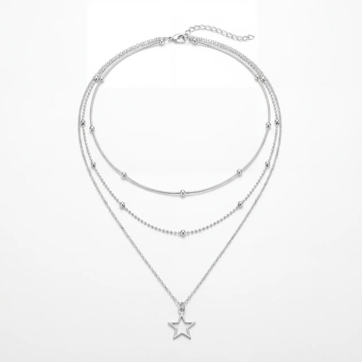 Collana da donna con pendente a stella sovrapposta – catena regolabile