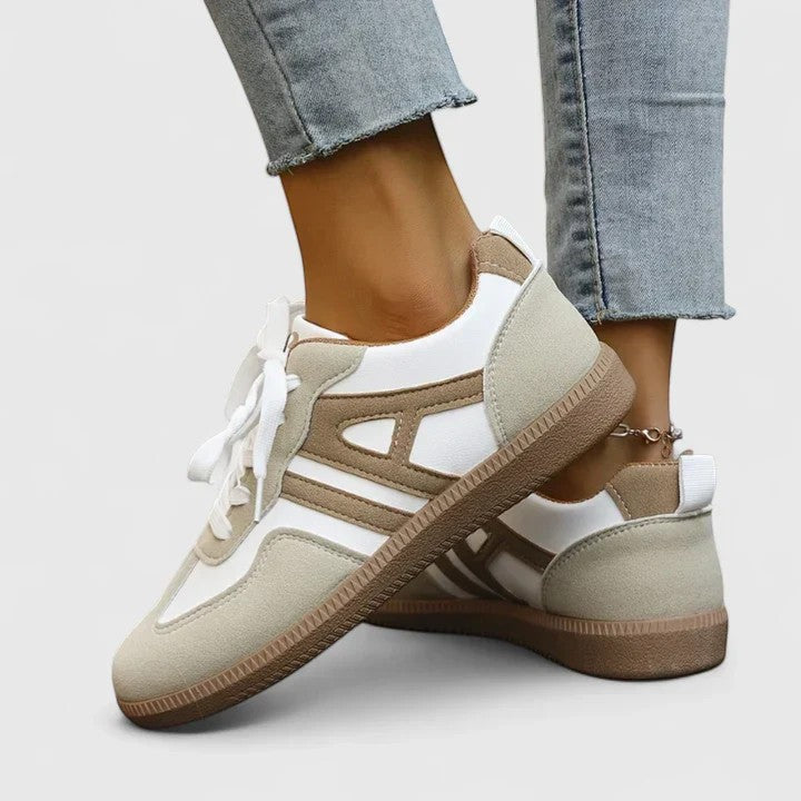 Claire Mode | Sneakers donna retrò con lacci in suede e pelle con plateau