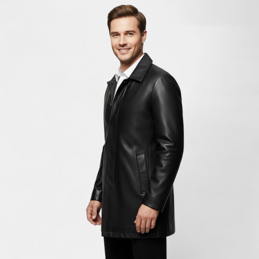Claire Mode | Herrenledermantel mit Revers – Gepolsterte Winterparka aus Fleece