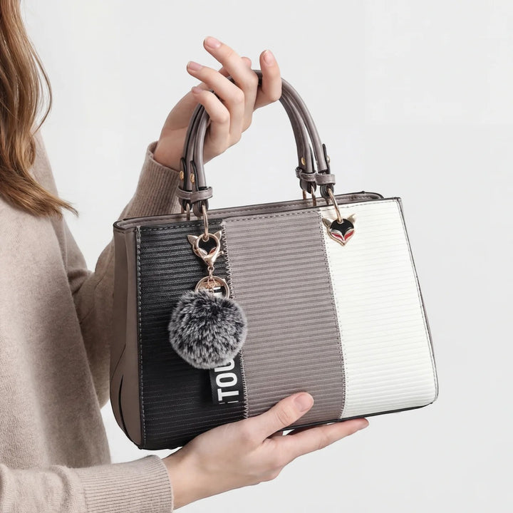 Damentasche aus Leder im Patchwork-Stil – strukturierter Schulterriemen