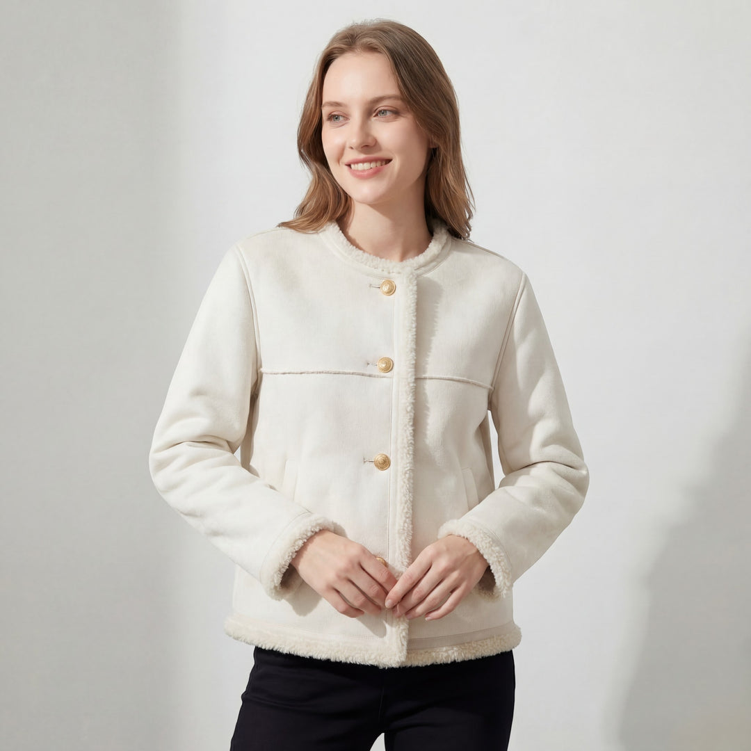 Claire Mode | Damenmantel aus Lammwollplüsch