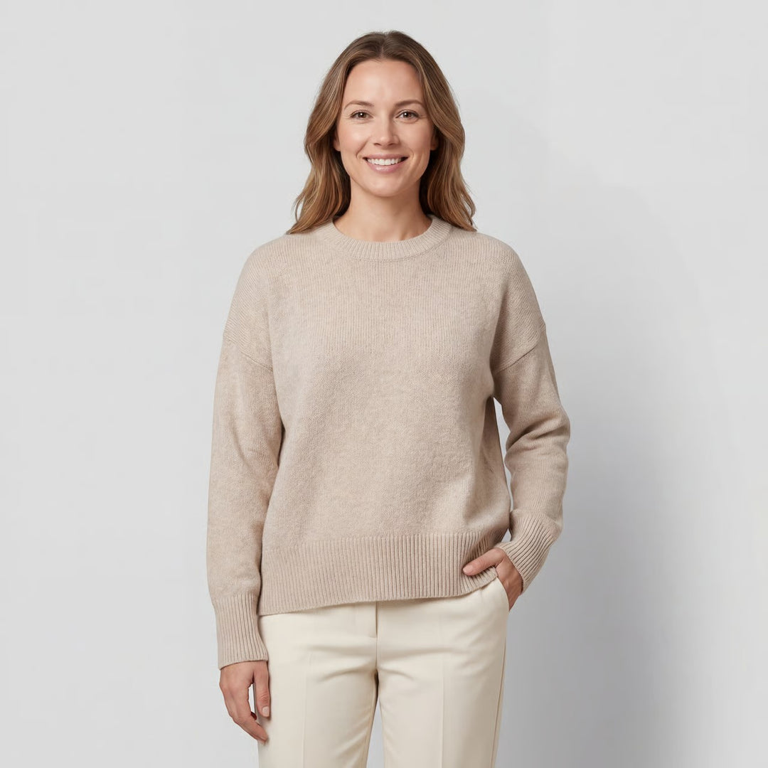 Claire Mode | Damen Pullover aus weichem Strick mit Rundhalsausschnitt