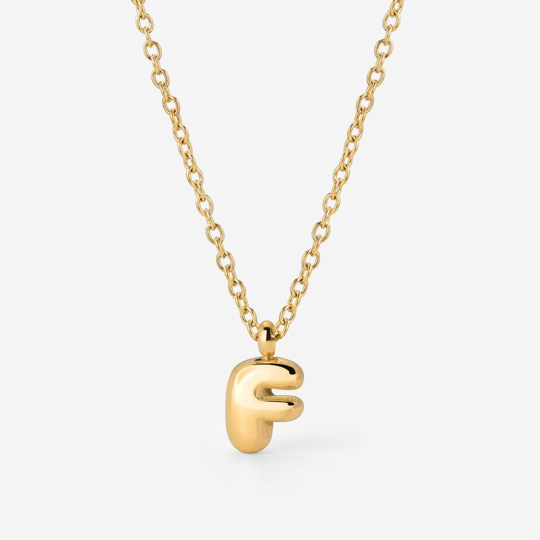 Collana Iniziale Placcata Oro per Donna – Ciondolo Lettera Bubble