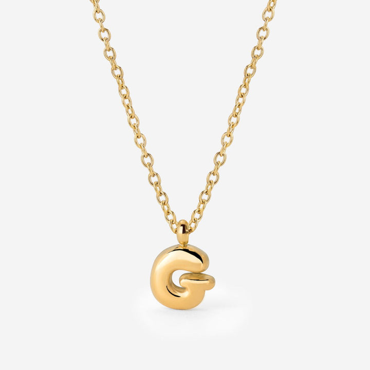 Collana Iniziale Placcata Oro per Donna – Ciondolo Lettera Bubble