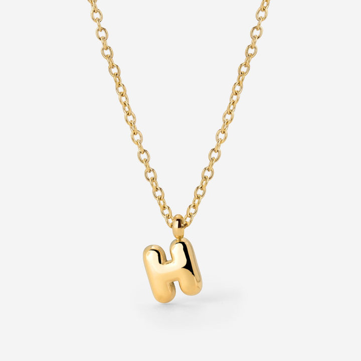 Collana Iniziale Placcata Oro per Donna – Ciondolo Lettera Bubble