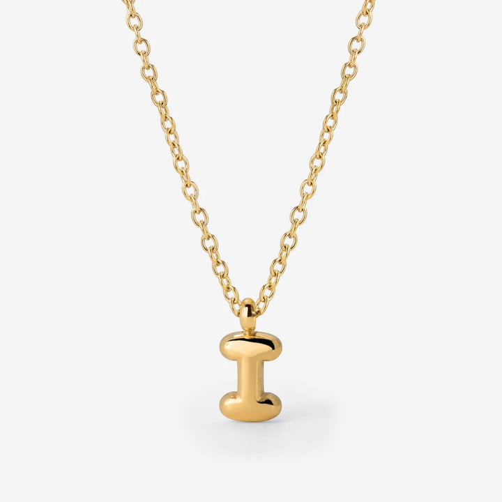 Collana Iniziale Placcata Oro per Donna – Ciondolo Lettera Bubble