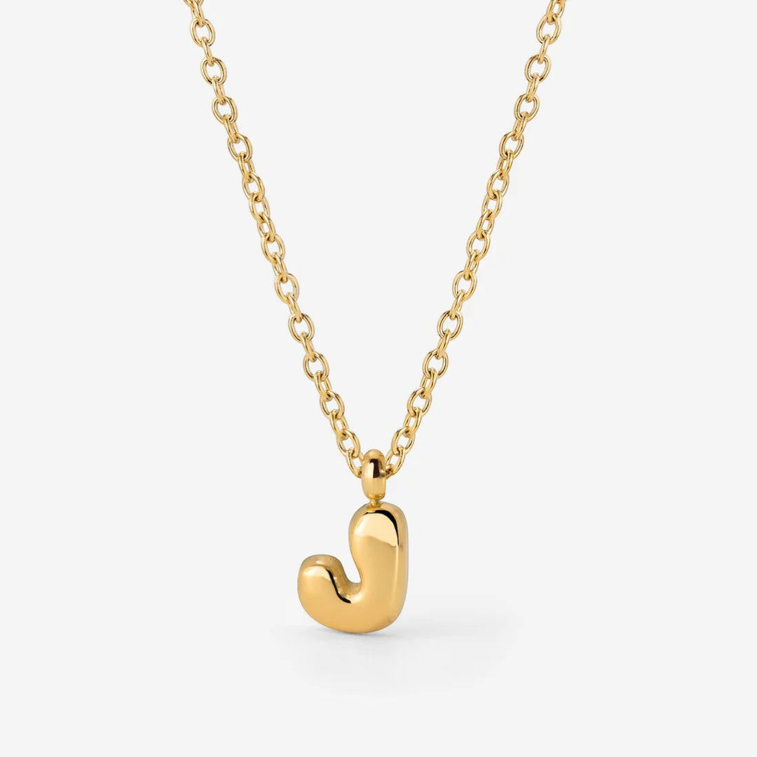 Collana Iniziale Placcata Oro per Donna – Ciondolo Lettera Bubble