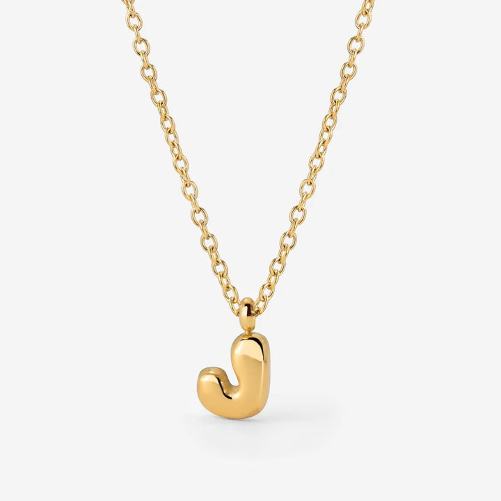 Collana Iniziale Placcata Oro per Donna – Ciondolo Lettera Bubble