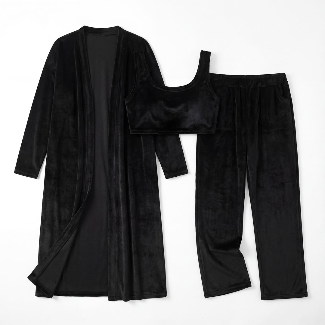 Claire Mode | Damen Loungewear-Set Cozy 3-teilig aus Mischbaumwolle