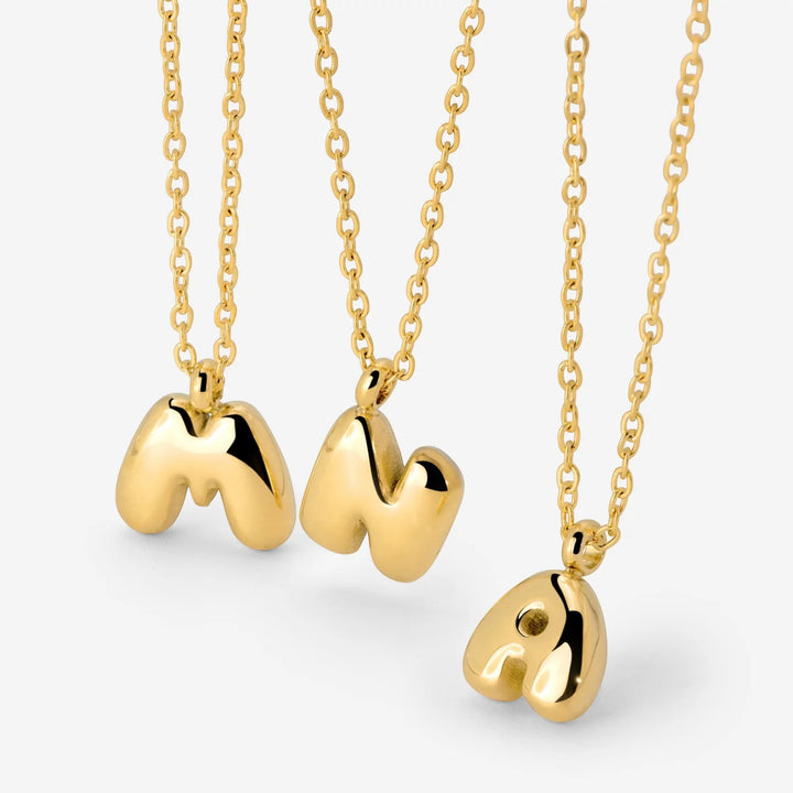 Collana Iniziale Placcata Oro per Donna – Ciondolo Lettera Bubble