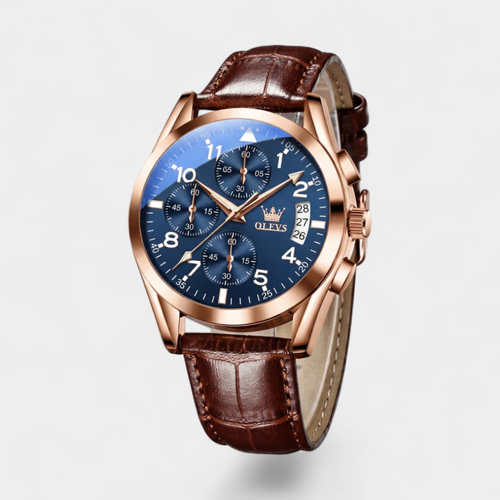 Orologio da uomo al quarzo con cinturino in pelle – Design cronografo