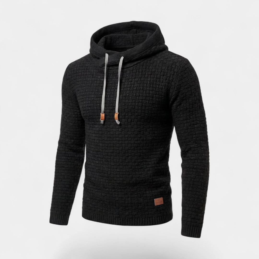 Herren Kapuzenpullover aus Baumwollmischung – Strukturierter Strick, figurbetonter Schnitt
