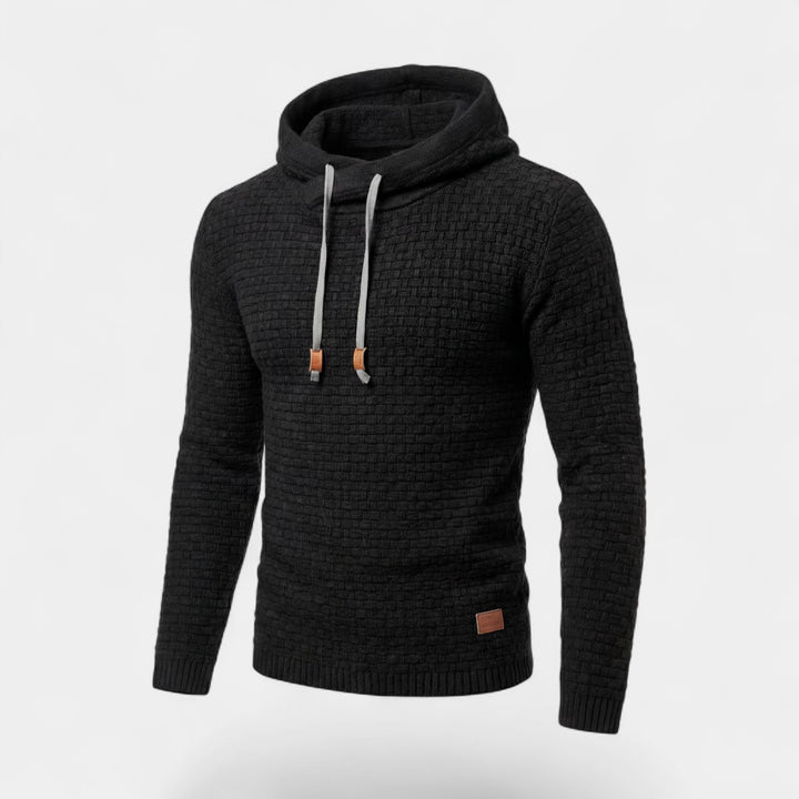 Herren Kapuzenpullover aus Baumwollmischung – Strukturierter Strick, figurbetonter Schnitt
