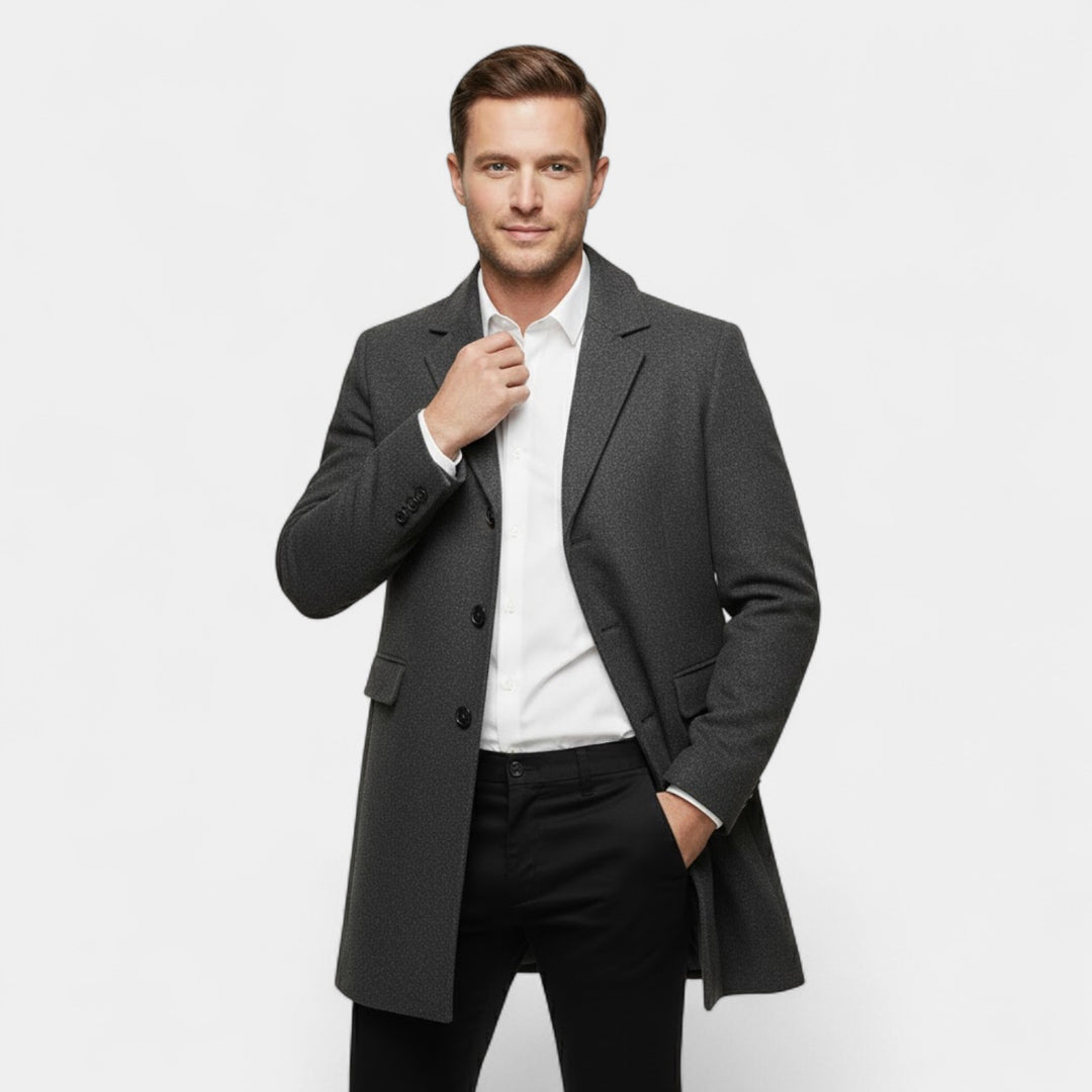 Claire Mode | Herrenmantel aus Wolle – Langer Trenchcoat im klassischen Schnitt