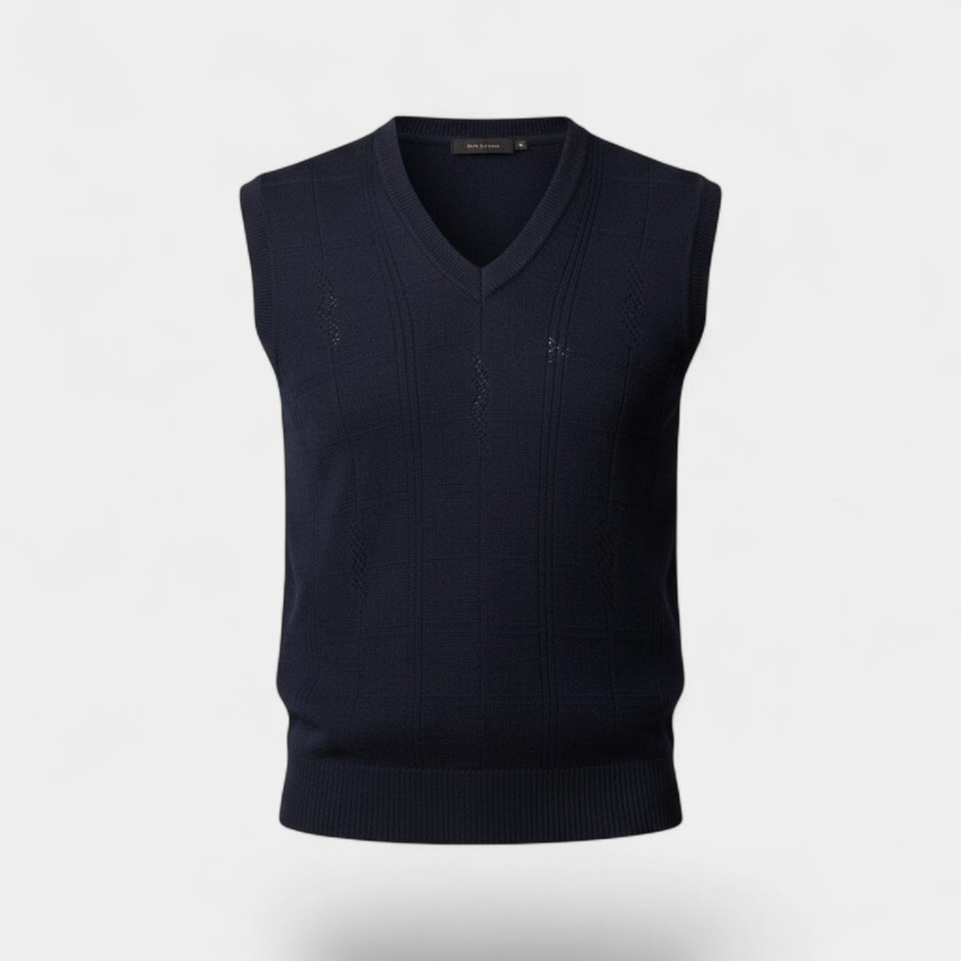 Herrenweste mit V-Ausschnitt aus Jacquard-Strick 3-teilig – Strukturiertes Muster