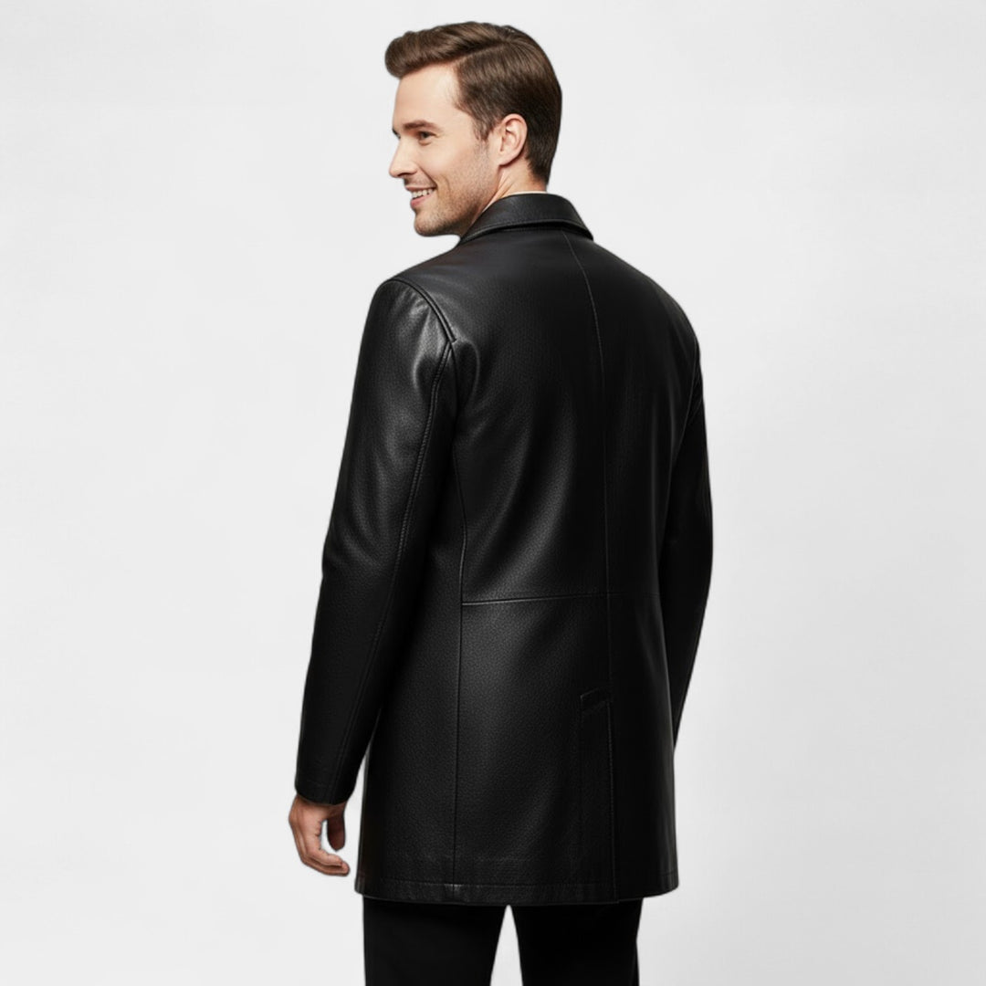Claire Mode | Herrenledermantel mit Revers – Gepolsterte Winterparka aus Fleece