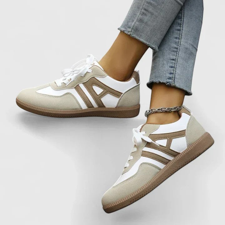 Claire Mode | Sneakers donna retrò con lacci in suede e pelle con plateau