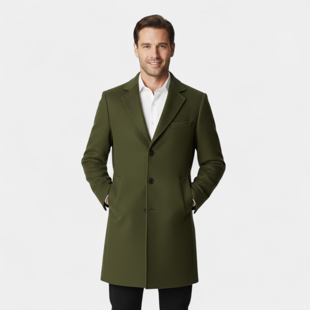 Claire Mode | Herrenmantel aus Wolle – Mittellanger Trenchcoat im modernen Schnitt
