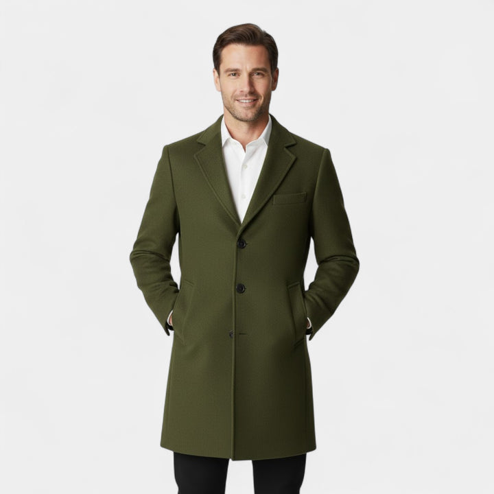 Claire Mode | Herrenmantel aus Wolle – Mittellanger Trenchcoat im modernen Schnitt
