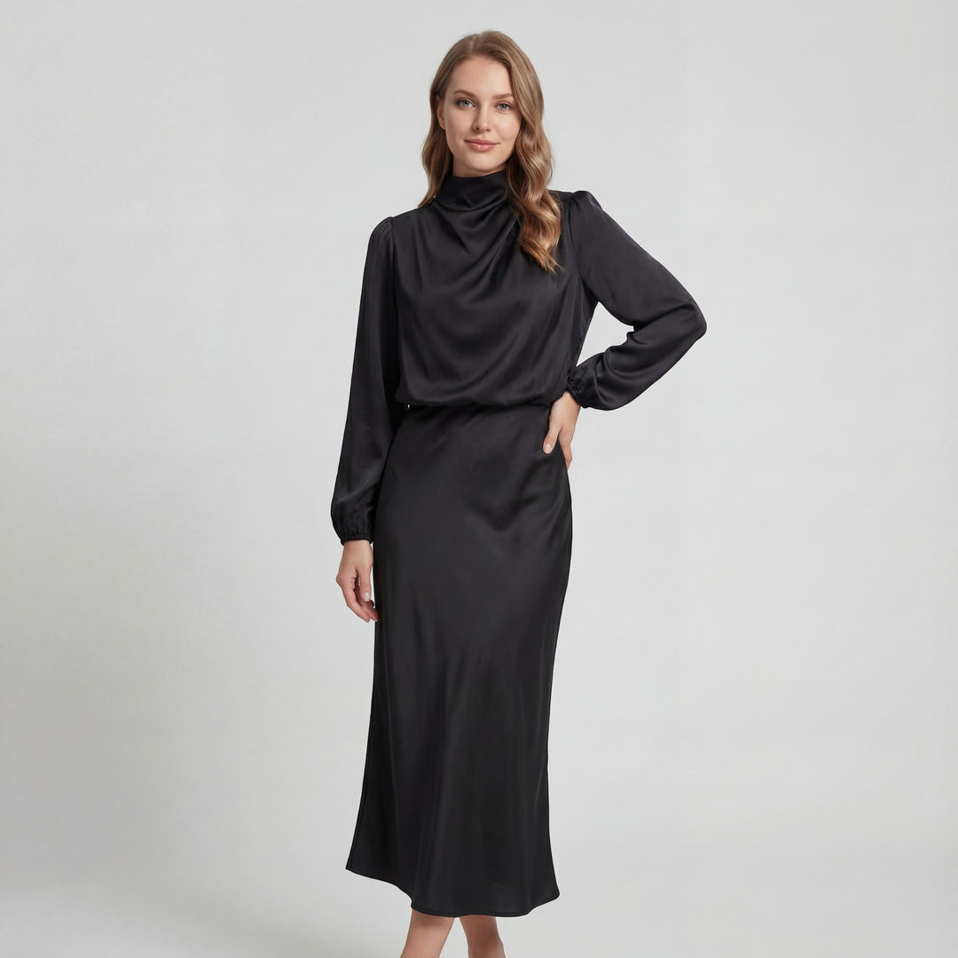 Claire Mode | Satin-Kleid mit Neckholder für Damen