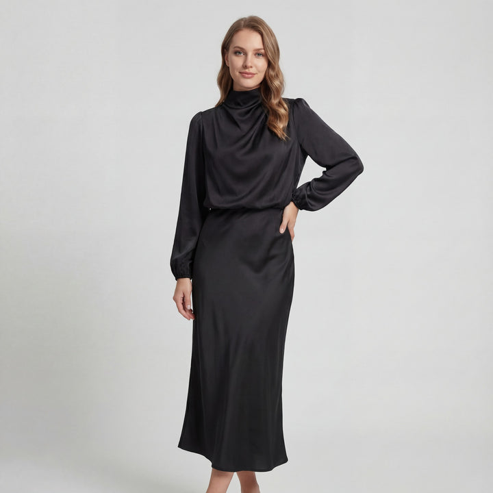 Claire Mode | Satin-Kleid mit Neckholder für Damen