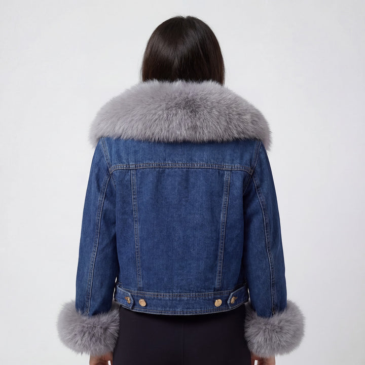 Claire Mode | Damenjacke aus gefüttertem Denim mit Pelz