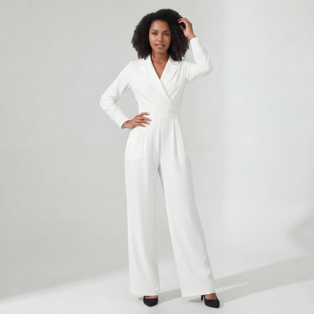 Combinaison tailleur femme en tissu – Taille ajustée coupe large