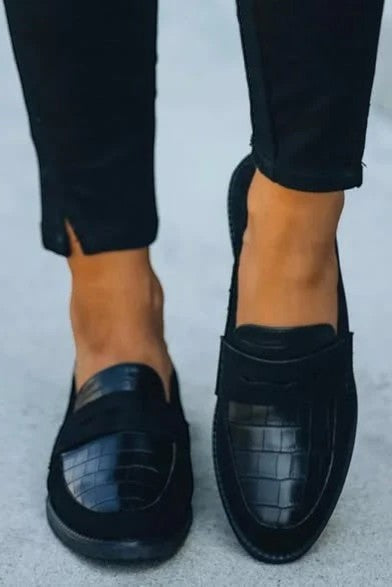 Mocassini donna in pelle nera slip-on – comfort punta tonda
