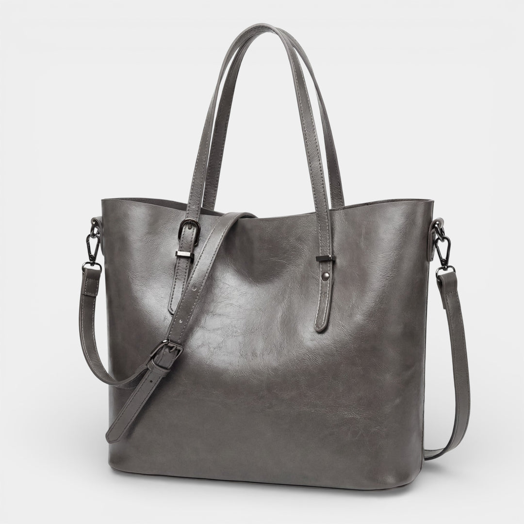 Borsa cabas in pelle liscia per donna – Grande capacità