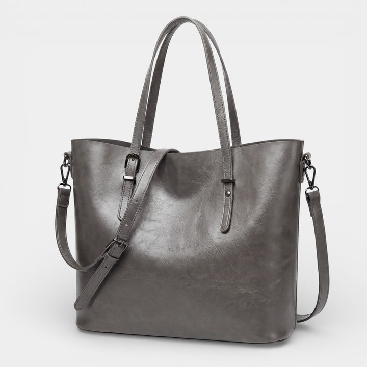 Borsa cabas in pelle liscia per donna – Grande capacità