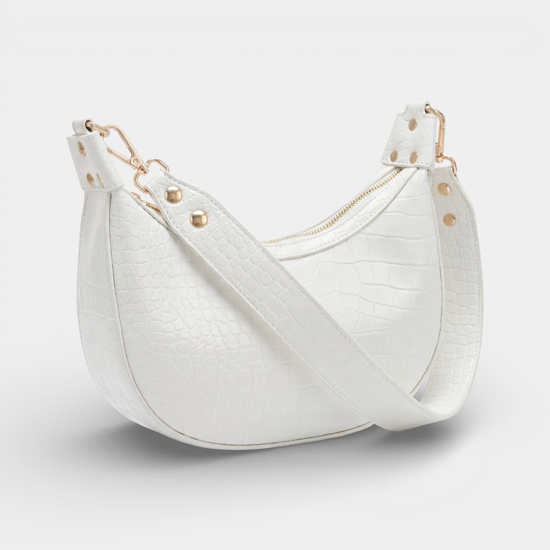 Strukturierte Leder-Schultertasche für Damen – Baguette-Form