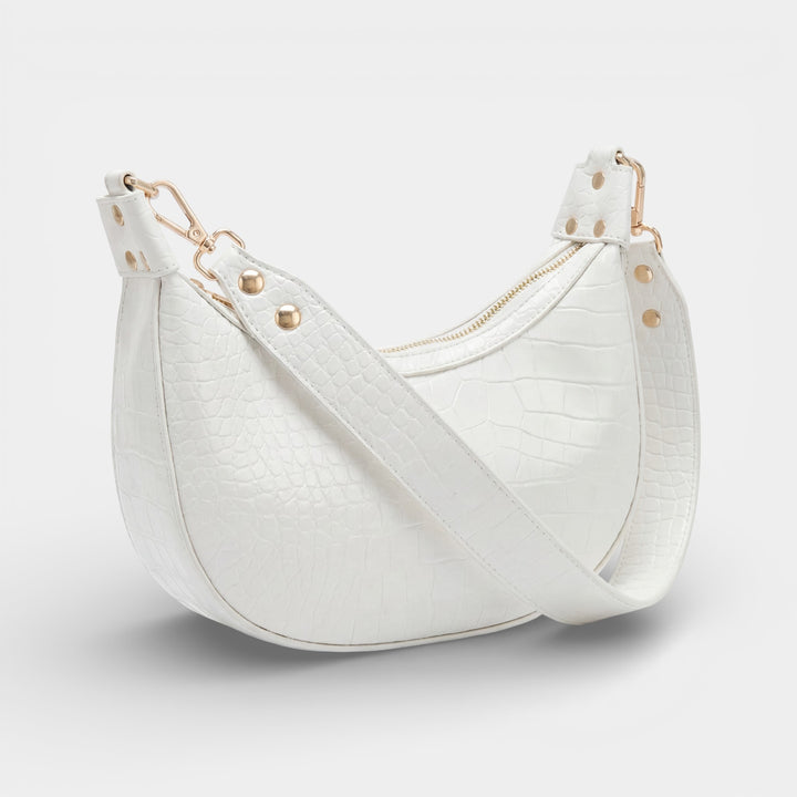 Strukturierte Leder-Schultertasche für Damen – Baguette-Form