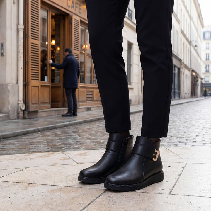Claire Mode | Damen Keilstiefeletten mit Lederoptik