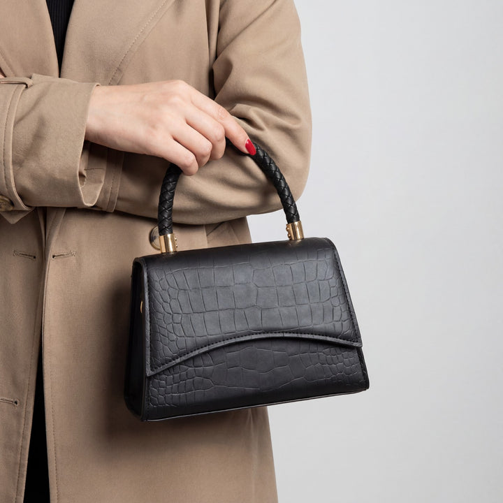 Claire Mode | Borsa Donna Tracolla in Pelle Goffrata Coccodrillo con Manico