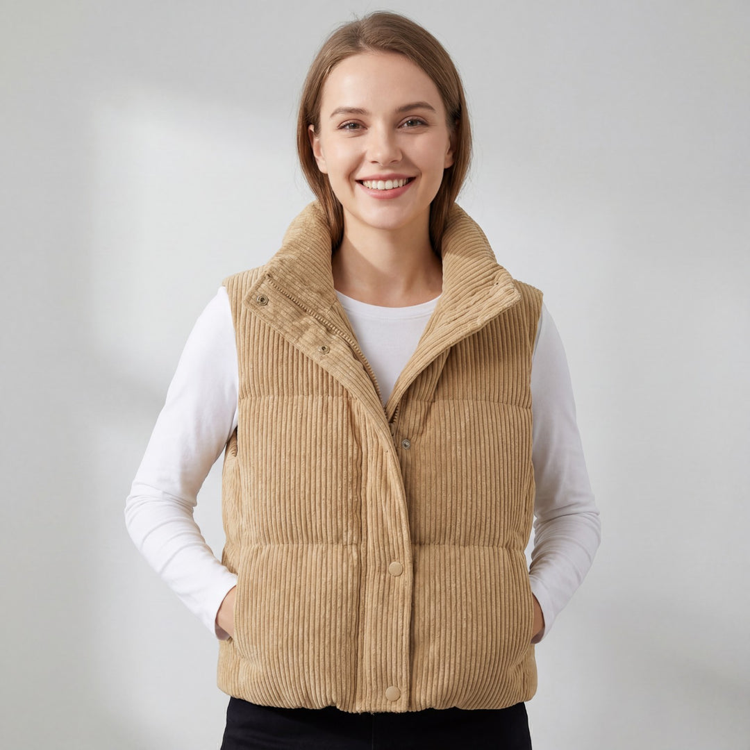 Claire Mode | Giacca Donna Trapuntata Senza Maniche con Collo Alto