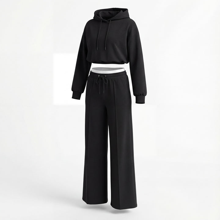 Claire Mode | Damen-Set aus feiner Strickware mit Kapuze