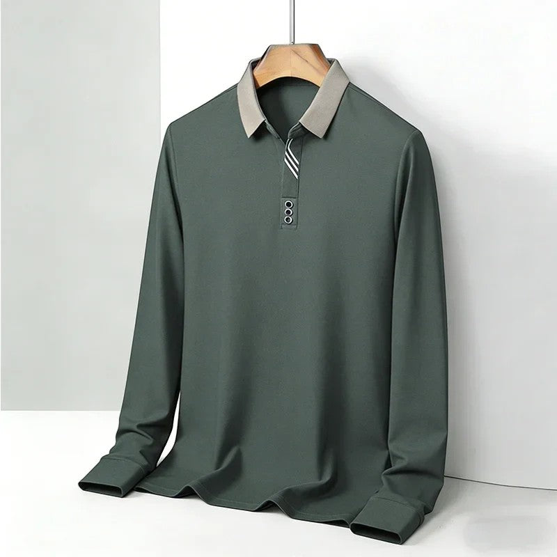 Polo uomo in cotone – Maniche lunghe collo classico